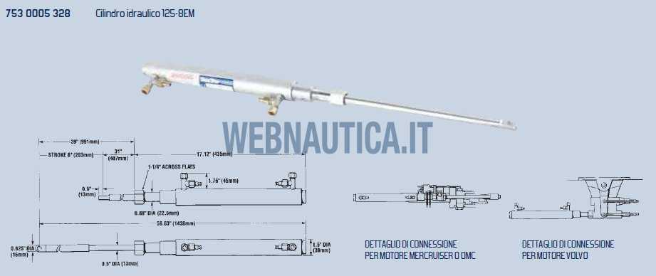 Cilindro Idraulico per Timonerie Seastar HC5328 125-8EM